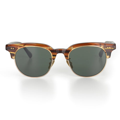 Heritage óculos de sol browline em acetato lapidado e metal escovado, lente UV 400 — Merlin Moore